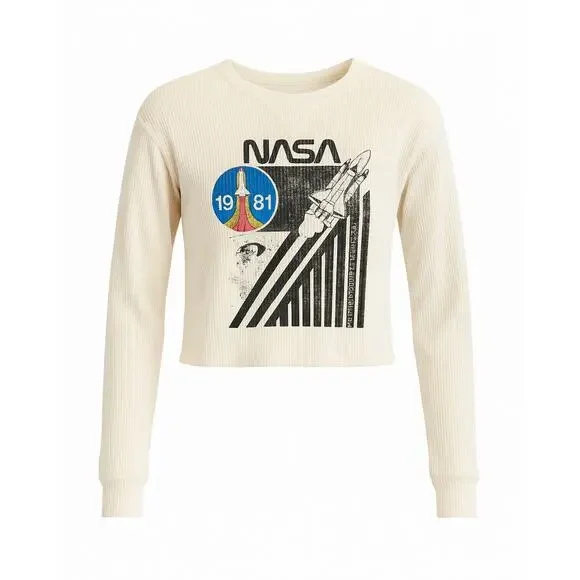 NASA 1981 Waffle Knit Thermal Top Women’s Large Long Sleeve - Picture 1 of 5